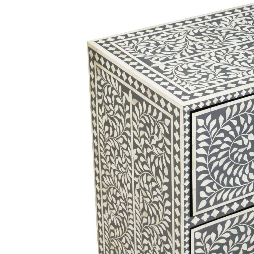 Handcrafted Grey Wood and Buffalo Bone Chest - Unique Statement Piece