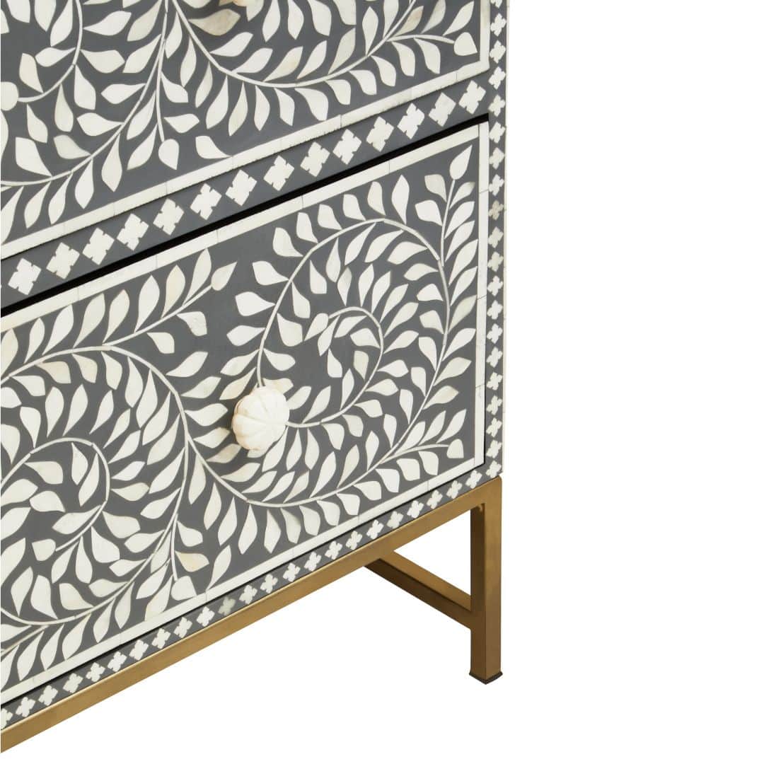 Handcrafted Grey Wood and Buffalo Bone Chest - Unique Statement Piece