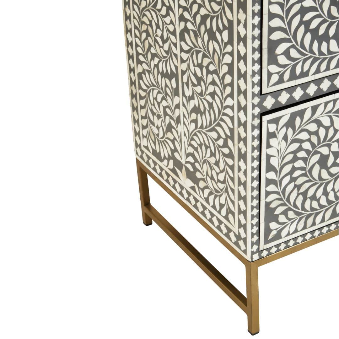 Handcrafted Grey Wood and Buffalo Bone Chest - Unique Statement Piece