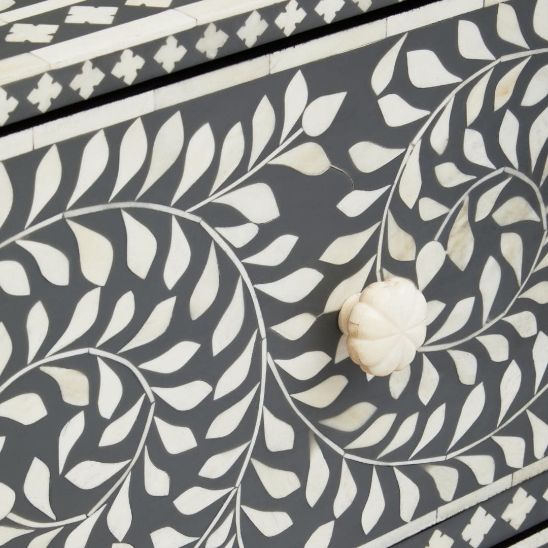 Handcrafted Grey Wood and Buffalo Bone Chest - Unique Statement Piece