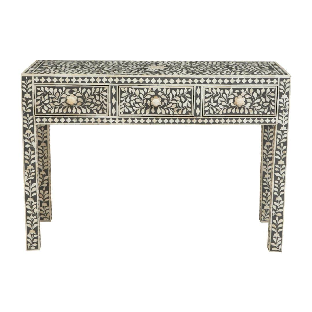 Modern Study Desk with White Bone and Grey Wood Details