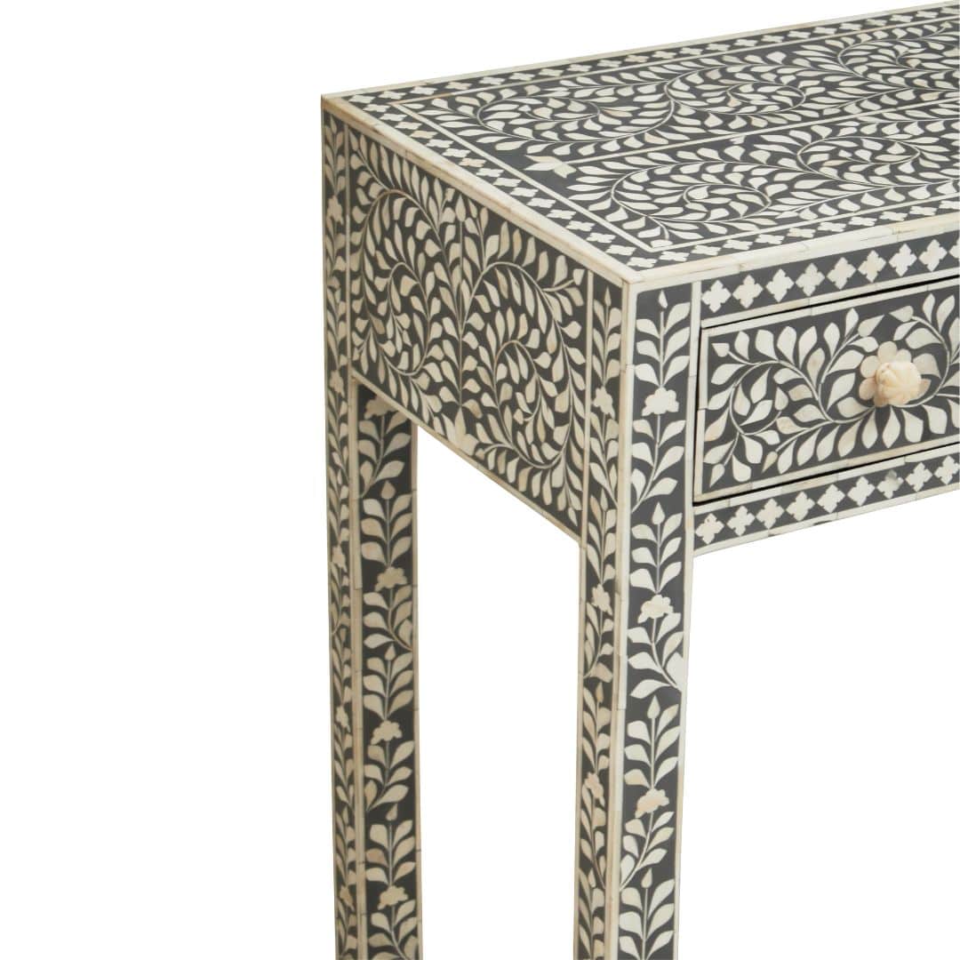 Modern Study Desk with White Bone and Grey Wood Details