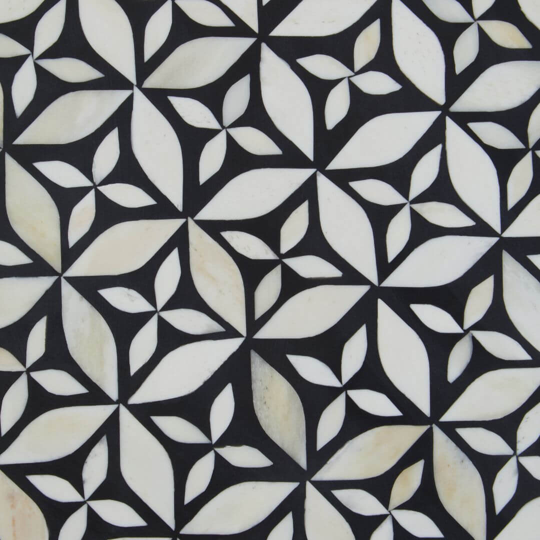 Elegant Round Coffee Table: Beautiful Bone Inlay & Glamorous Gold Finish