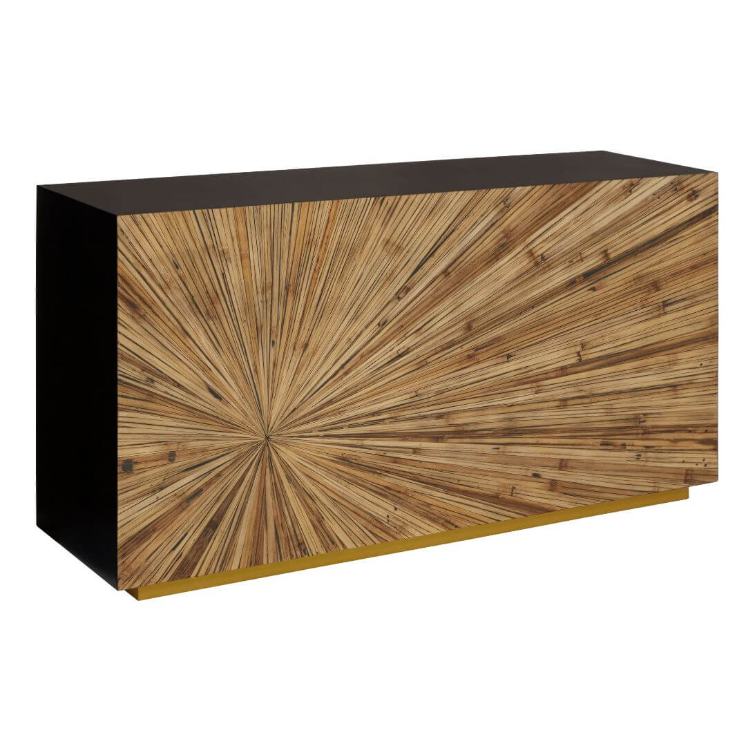Stylish Bamboo Console Table Featuring a Unique Sunburst Design