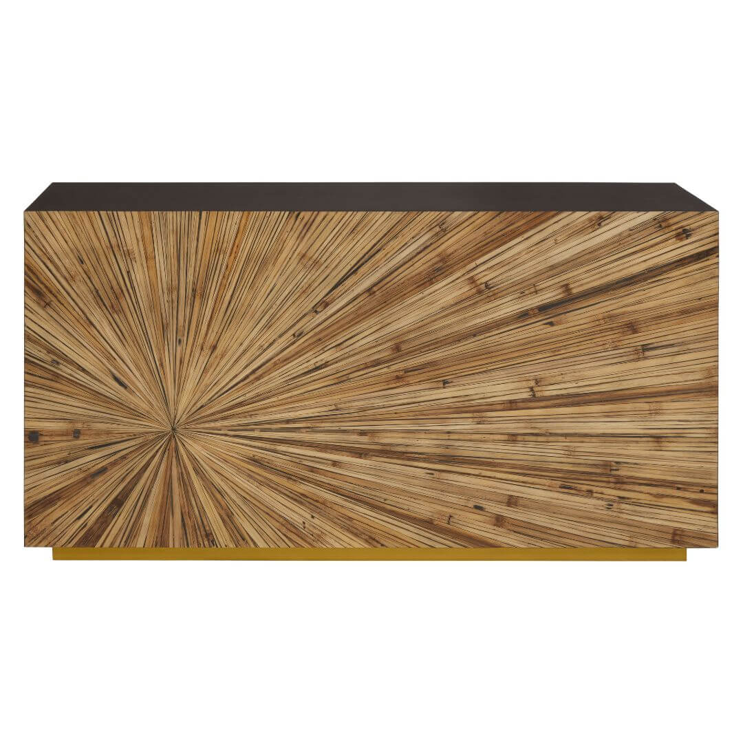 Stylish Bamboo Console Table Featuring a Unique Sunburst Design