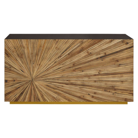 Stylish Bamboo Console Table Featuring a Unique Sunburst Design