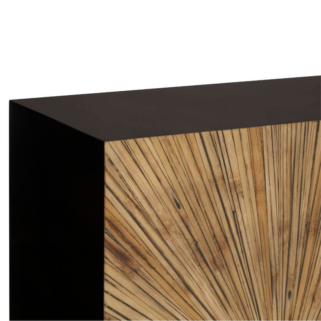 Stylish Bamboo Console Table Featuring a Unique Sunburst Design