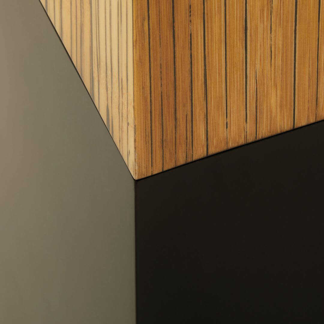 Modern Bamboo Console Table with Ebony Base - Stylish Light & Dark Accent Piece