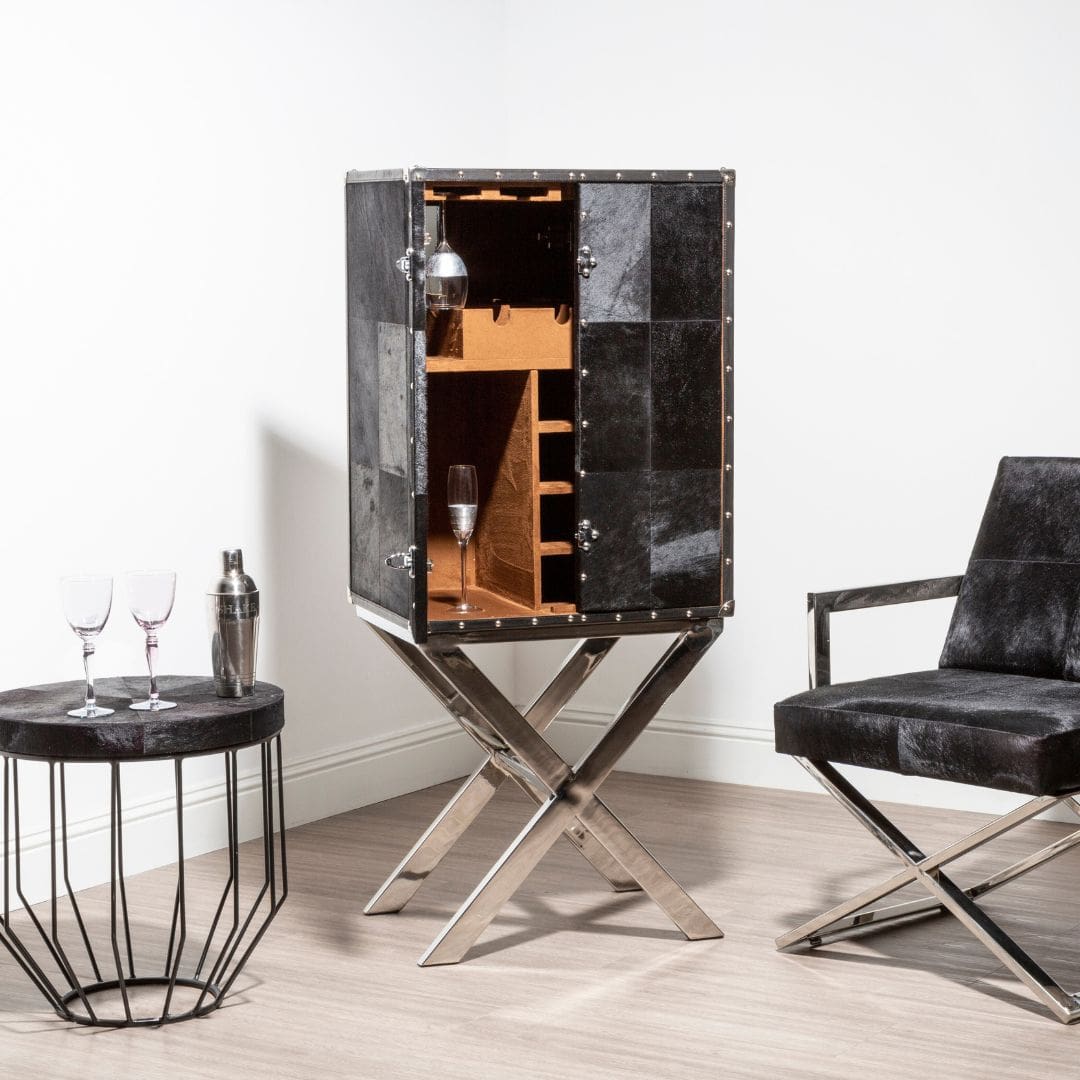 Elegant Chelsea Townhouse Cross Base Drinks Cabinet - Home Bar Organization