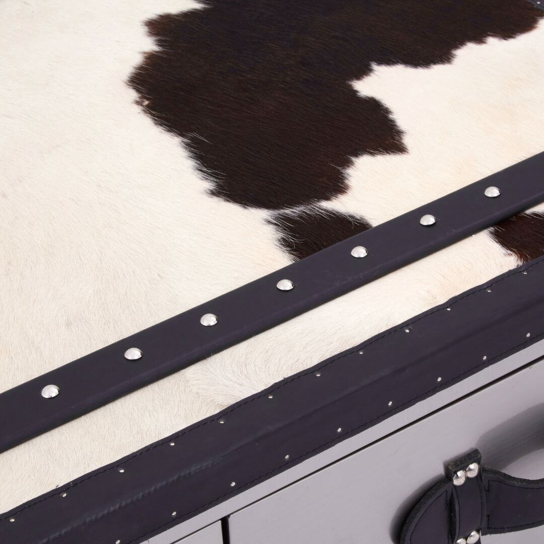 Elegant Genuine Cowhide Coffee Table - Chelsea Townhouse Black and White