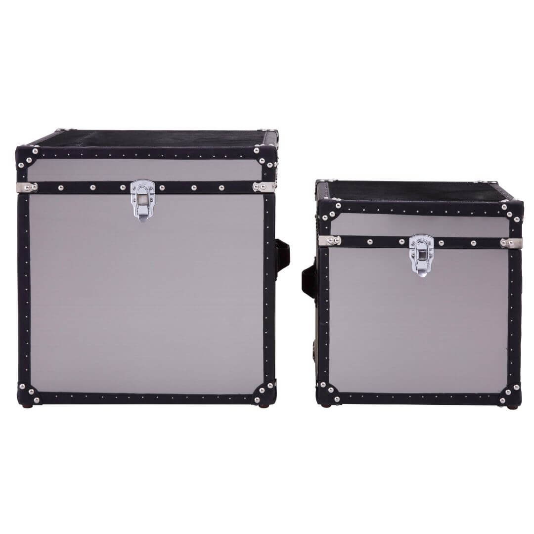 Elegant Chelsea Townhouse Cowhide Trunks - Set of 2 Black & White Storage Solutions
