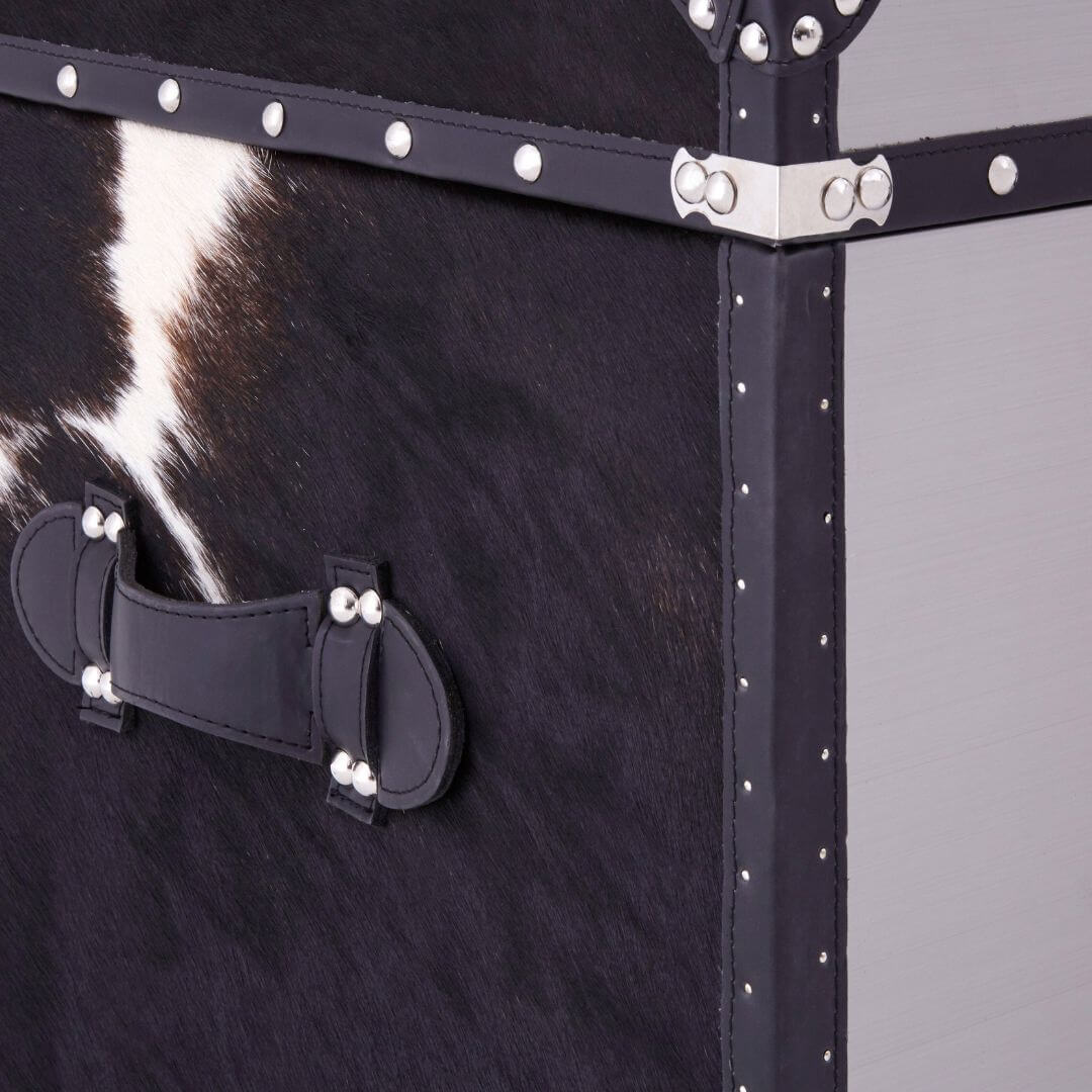 Elegant Chelsea Townhouse Cowhide Trunks - Set of 2 Black & White Storage Solutions