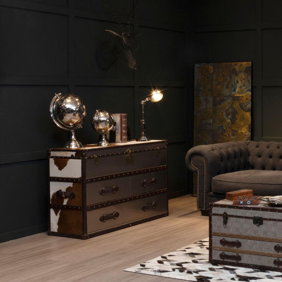 Chelsea Townhouse Stylish Brown and White Cowhide Cabinet