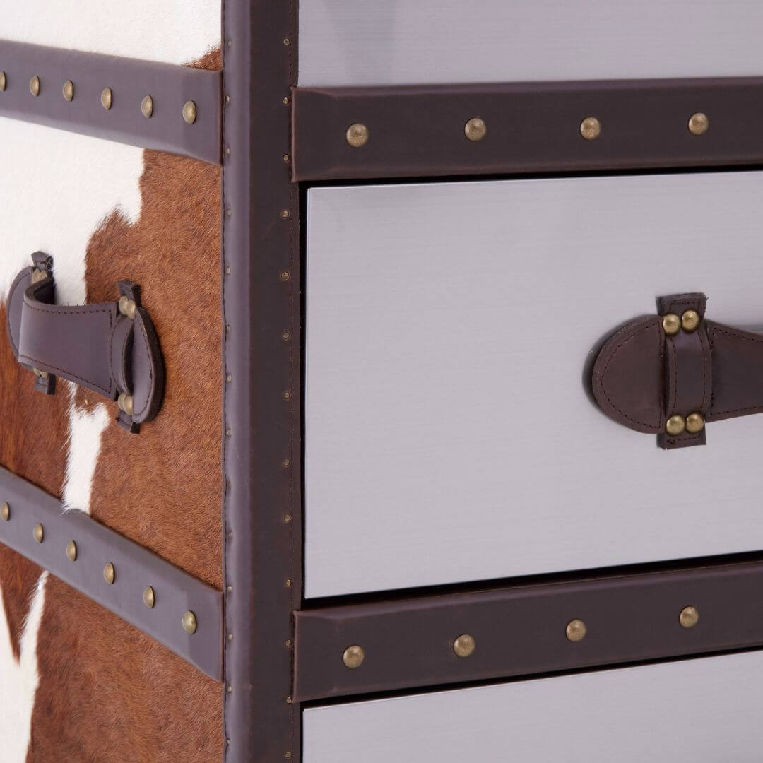 Chelsea Townhouse Stylish Brown and White Cowhide Cabinet