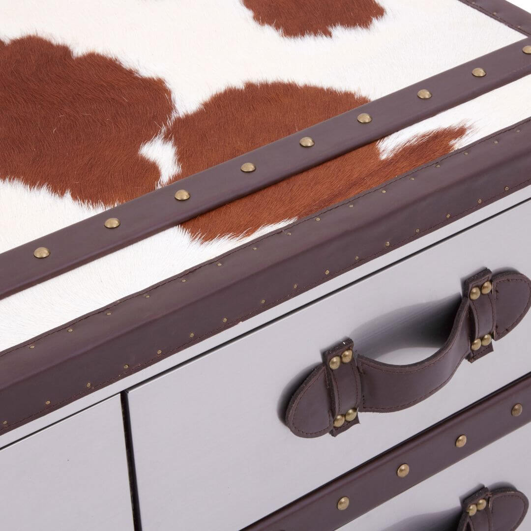 Chelsea Townhouse Stylish Genuine Cowhide Coffee Table in Brown & White