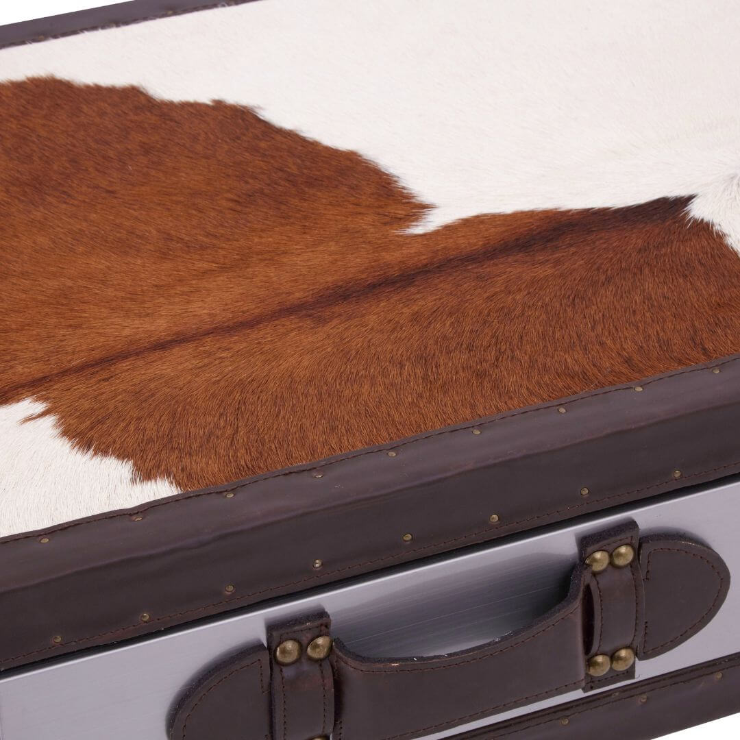 Chelsea Townhouse Elegant Brown & White Genuine Cowhide Console Table