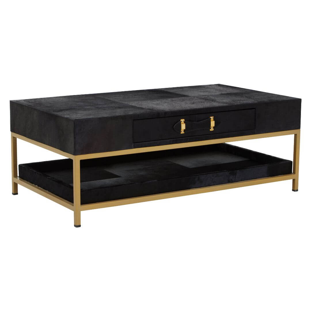 Statement Piece: Chelsea Townhouse Black & Gold Hair-On-Hide Table