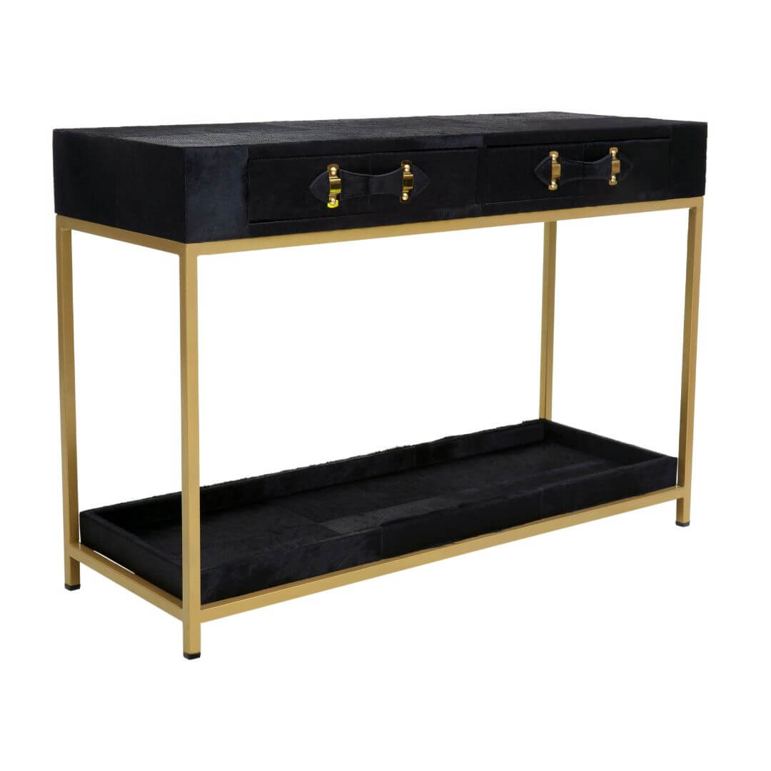 Sleek Chelsea Townhouse Black Hair On Hide Console Table