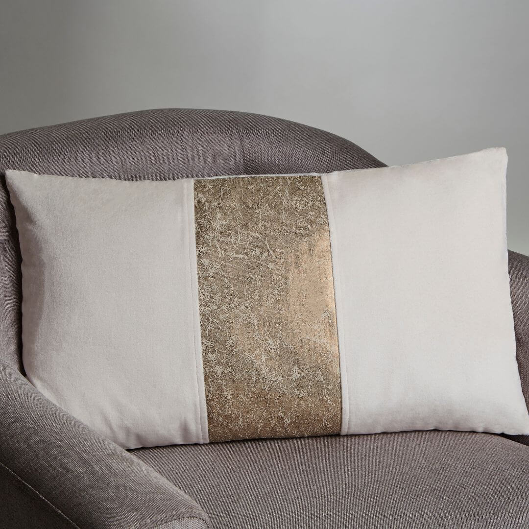Chelsea Townhouse Chic Velvet Cushion with Elegant Gold Panel