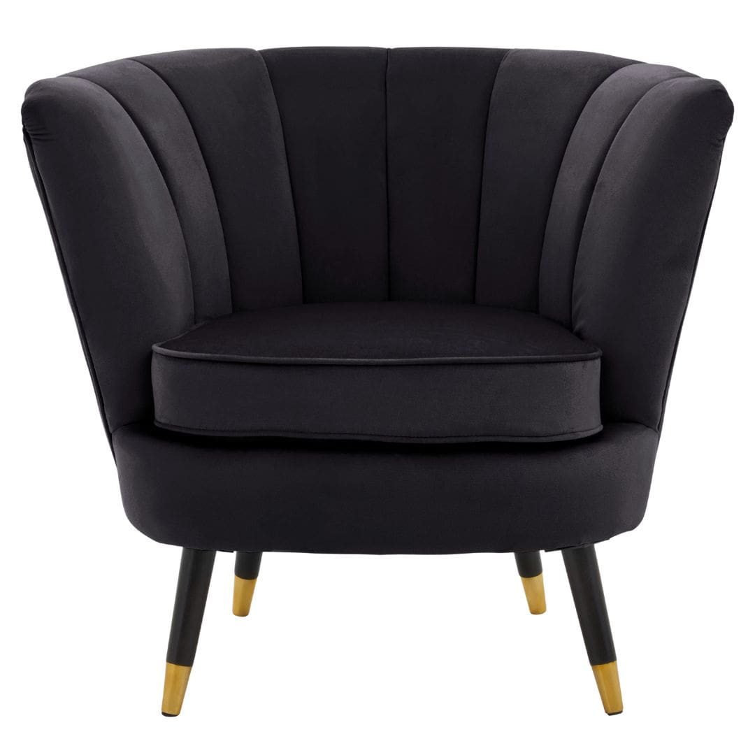 Chic Black Velvet Shell Chair - Perfect for Cozy Home Decor