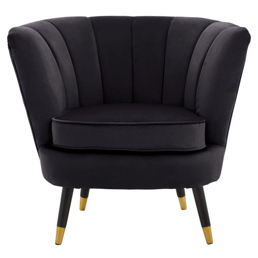 Chic Black Velvet Shell Chair - Perfect for Cozy Home Decor