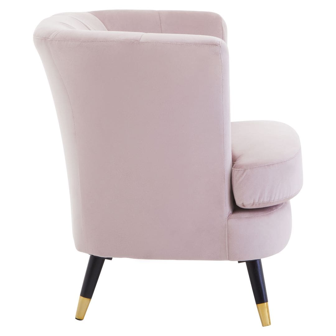 Luxurious Dusky Pink Velvet Curved Accent Chair