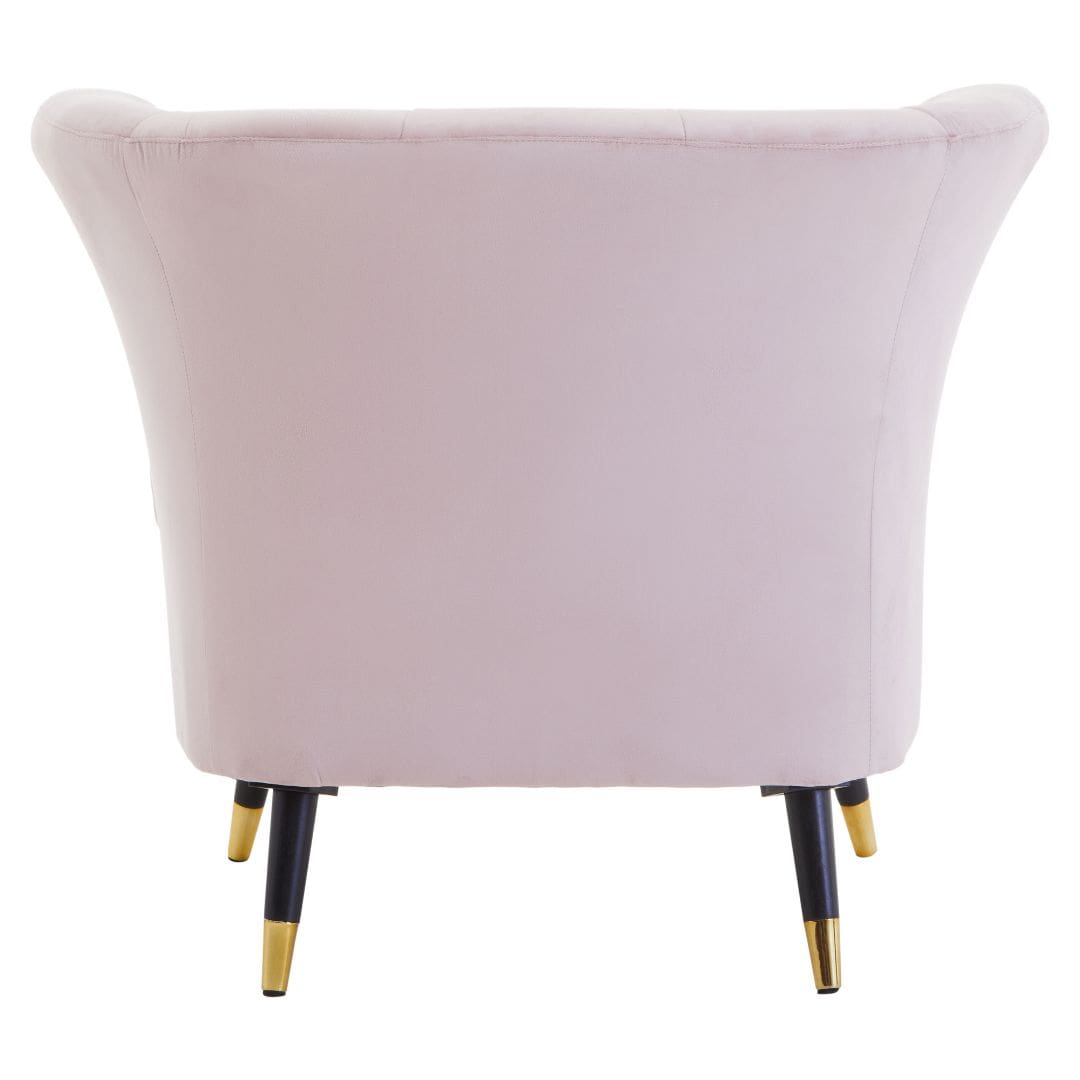 Luxurious Dusky Pink Velvet Curved Accent Chair