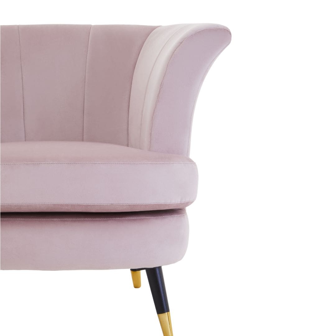 Luxurious Dusky Pink Velvet Curved Accent Chair