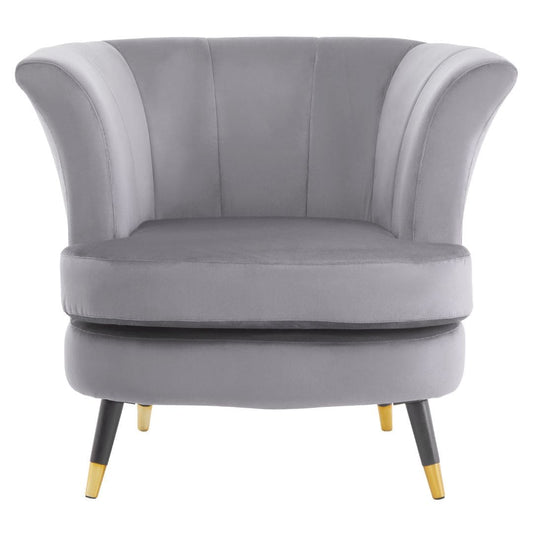 Chic Grey Velvet Curved Accent Chair for Stylish Interiors