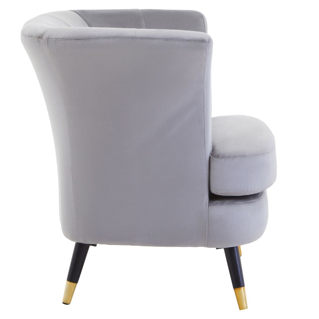 Chic Grey Velvet Curved Accent Chair for Stylish Interiors