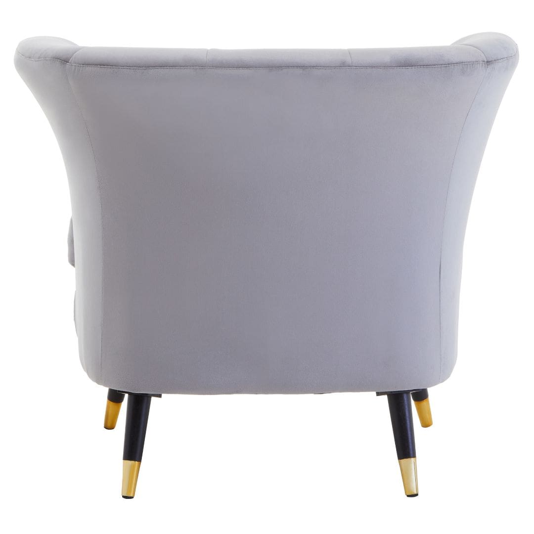 Chic Grey Velvet Curved Accent Chair for Stylish Interiors