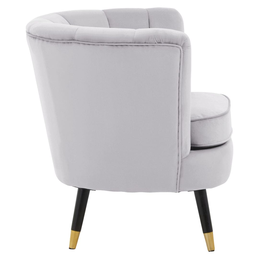 Elegant Grey Velvet Shell Accent Chair