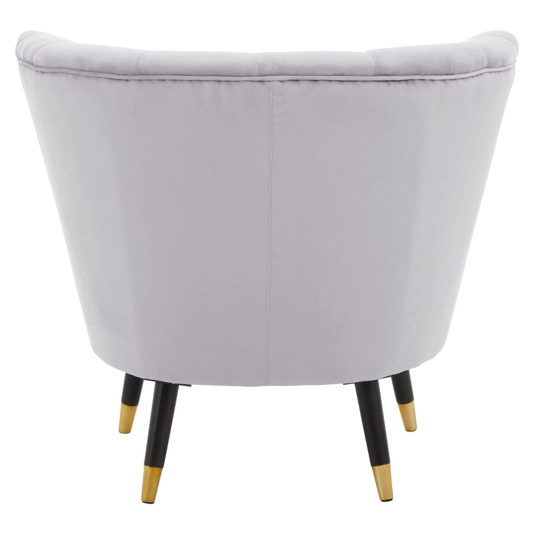 Elegant Grey Velvet Shell Accent Chair