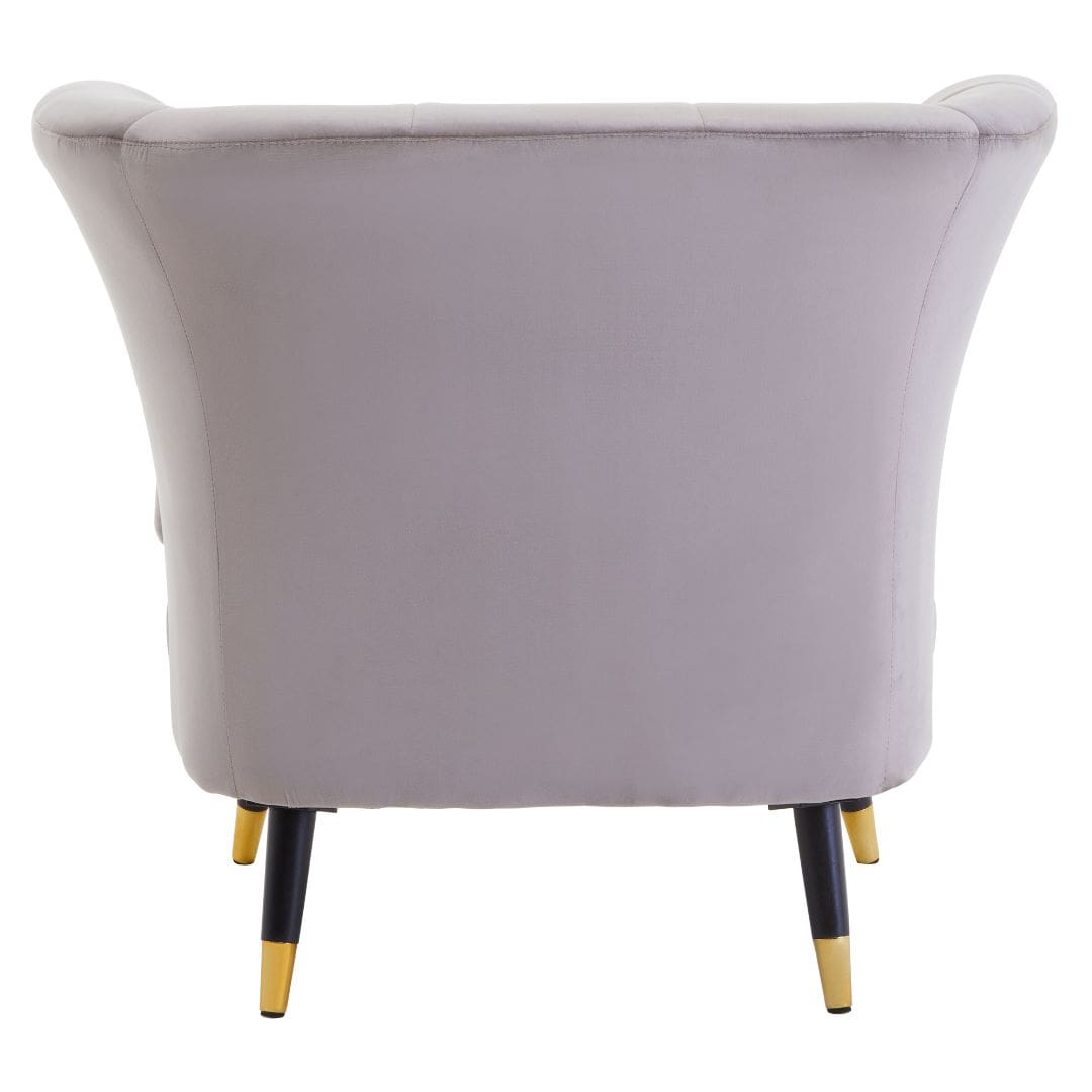 Stylish Curved Accent Chair in Soft Mink Velvet