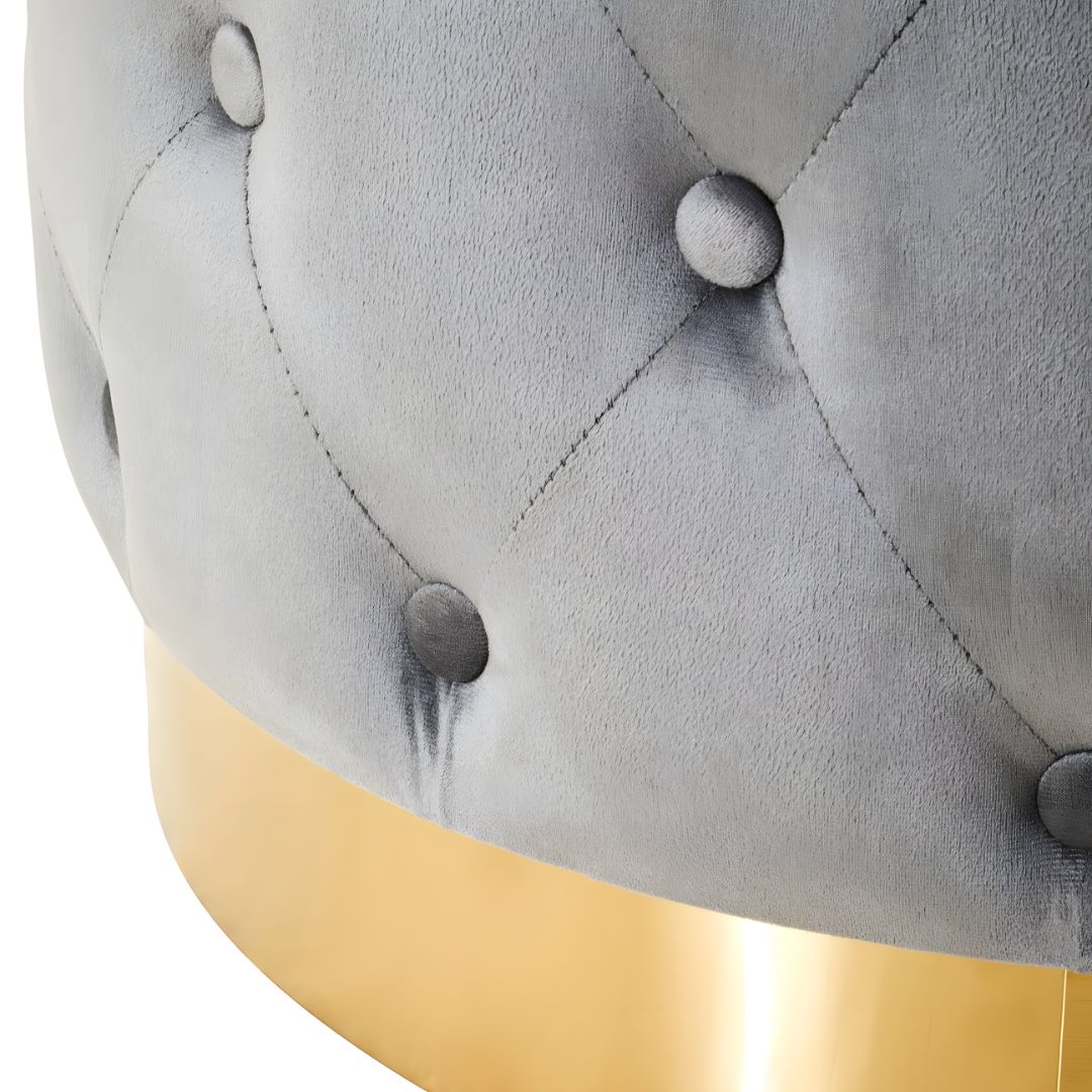 Sleek Grey Velvet Seat on Modern Matte Gold Metal Base