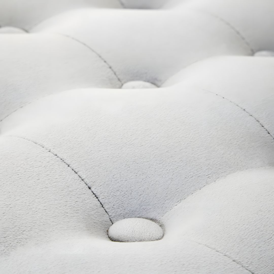 Sleek Grey Velvet Seat on Modern Matte Gold Metal Base