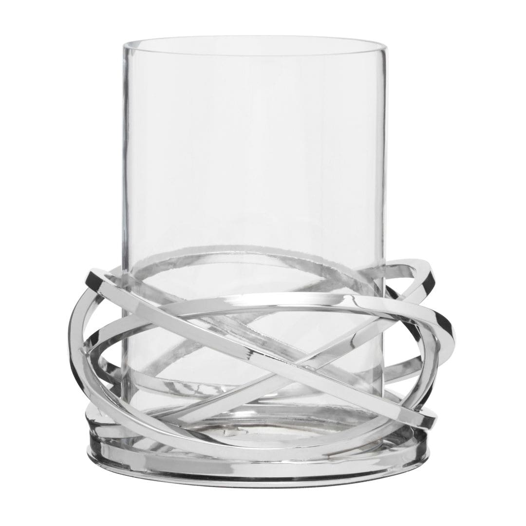 Small Silver Twist Finish Candle Holder