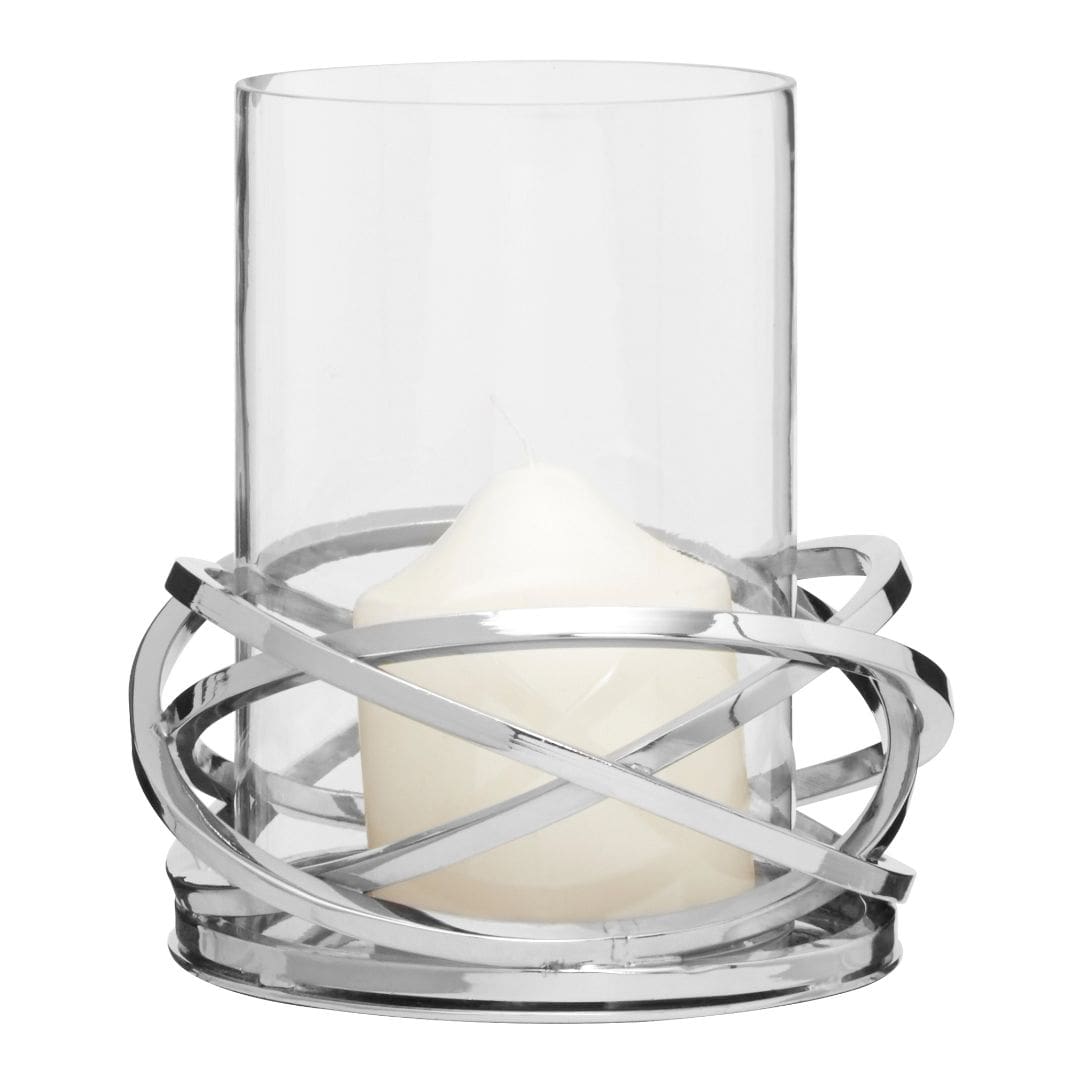 Small Silver Twist Finish Candle Holder