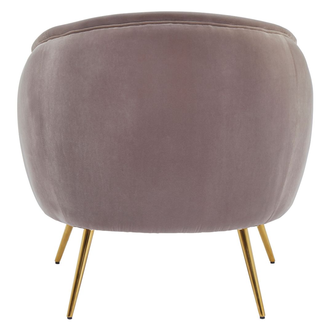 Luxurious Mink Velvet Armchair - Gold Finish Stainless Steel Legs - Elegant Design