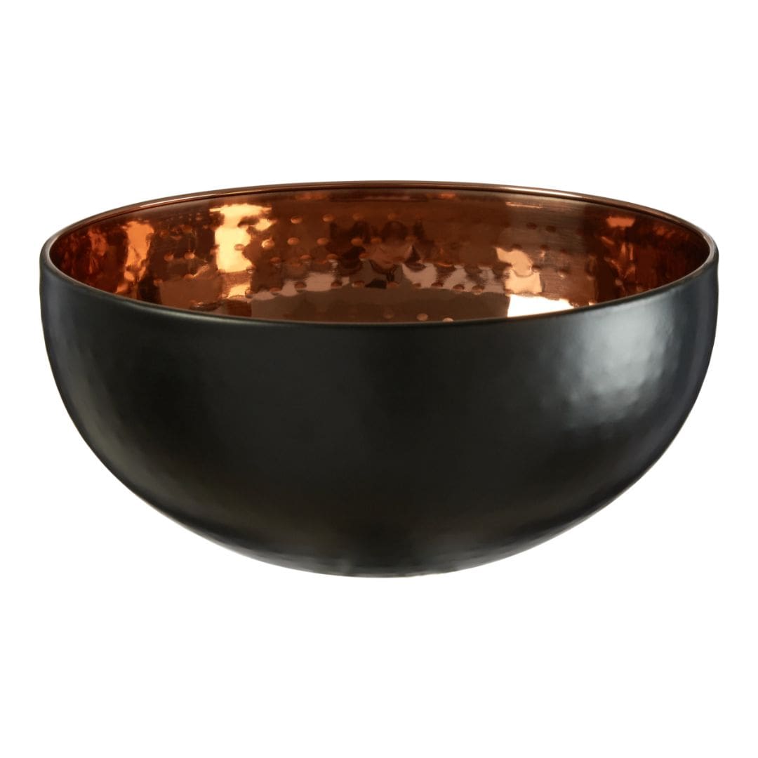 Small Stainless Steel Bowl with Matte Black Exterior and Copper Interior