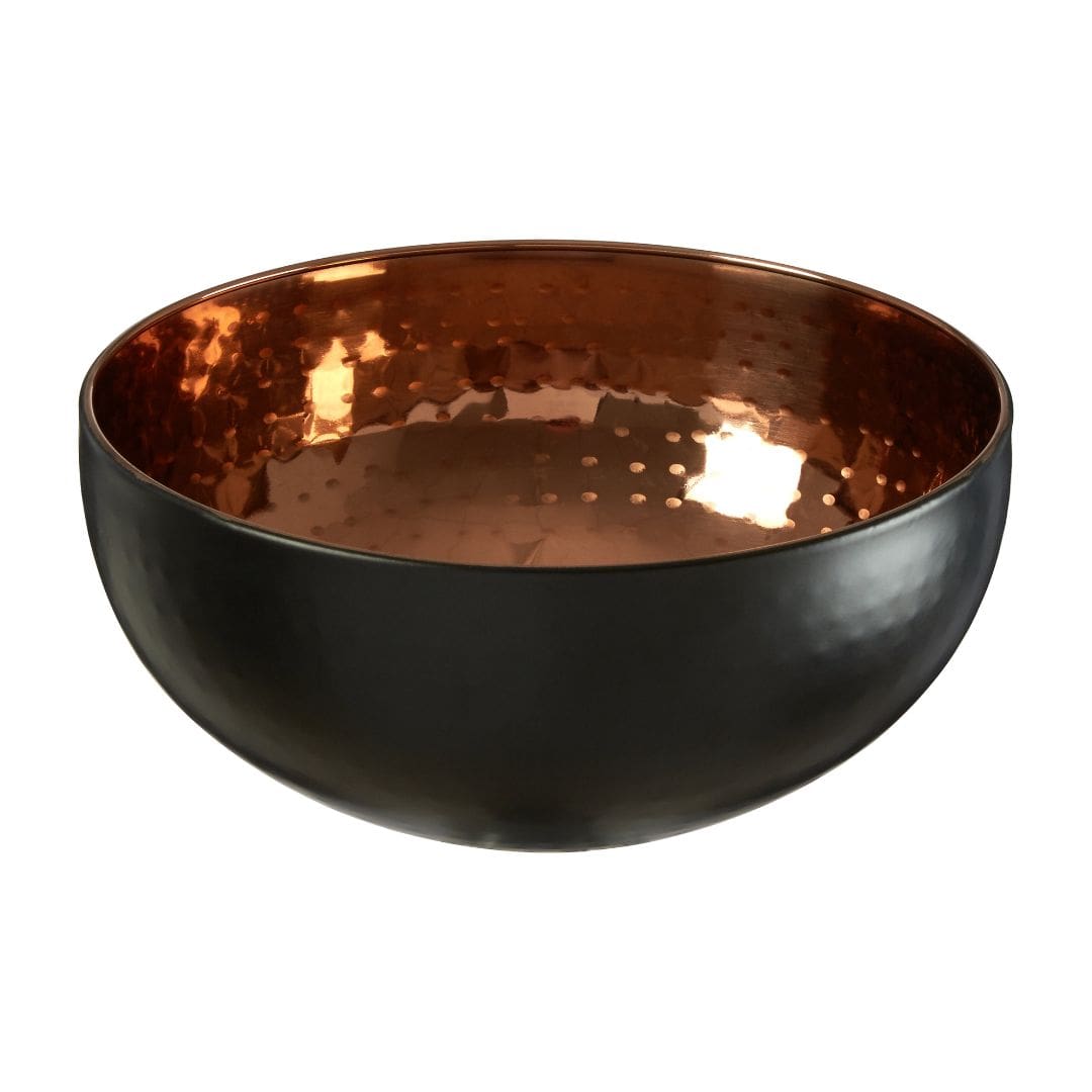 Small Stainless Steel Bowl with Matte Black Exterior and Copper Interior