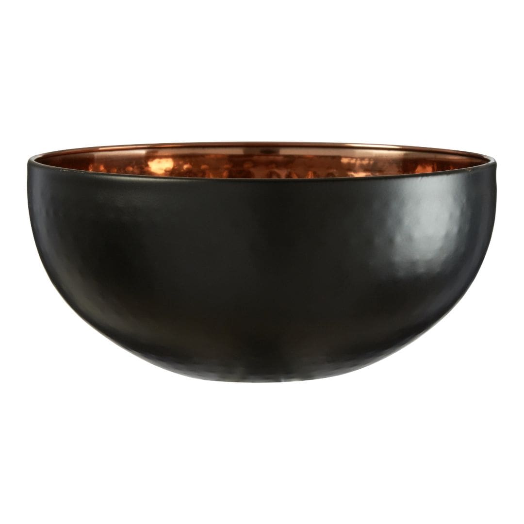Small Stainless Steel Bowl with Matte Black Exterior and Copper Interior