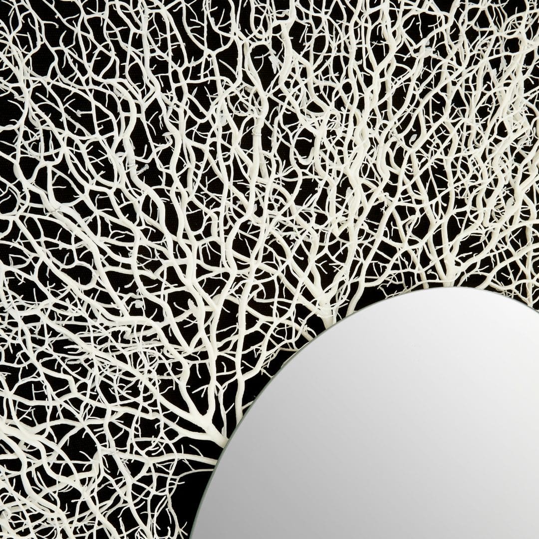 Contemporary Abstract Mirror Wall Decor with Slender Twig Forms - Silver and Black