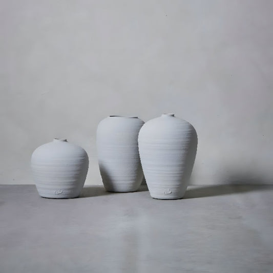 Modern Stoneware Vase with Sleek Silver Grey Finish