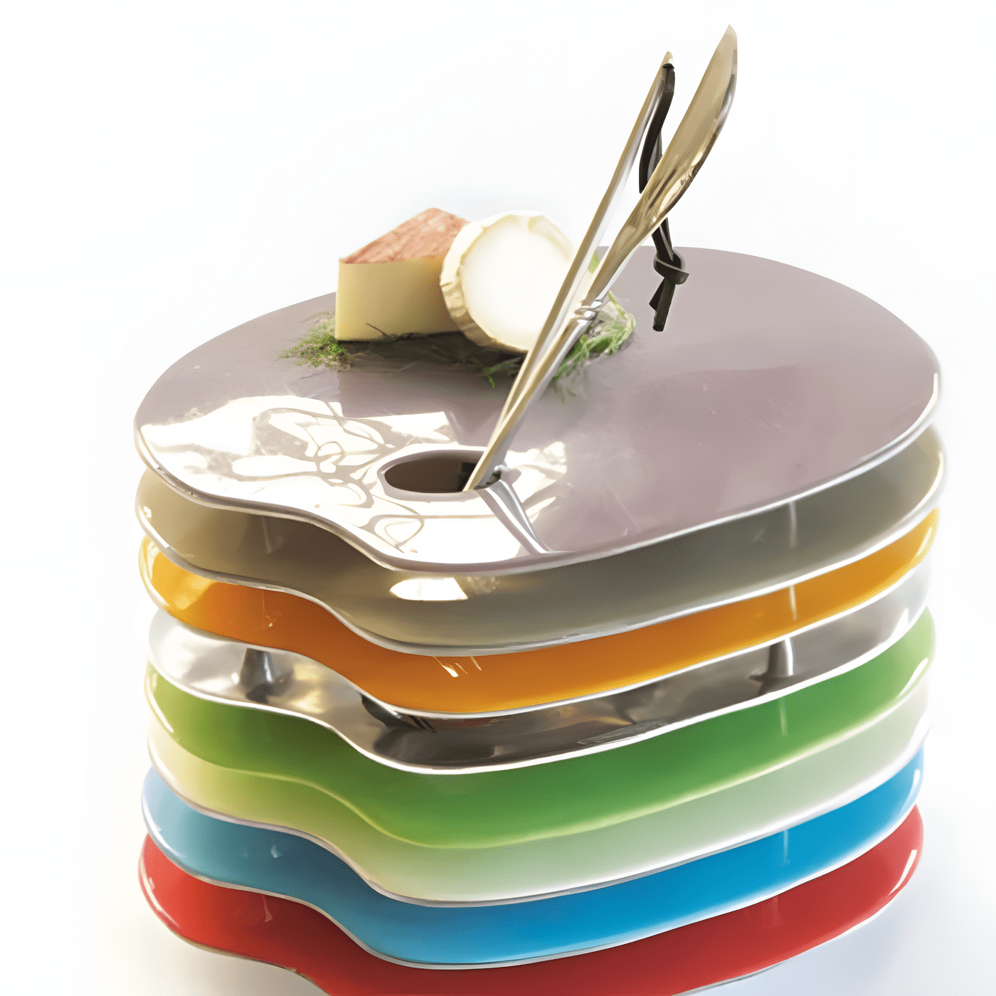 Nima Oberoi Crimson Artist Palette Cheese Board - Unique Design