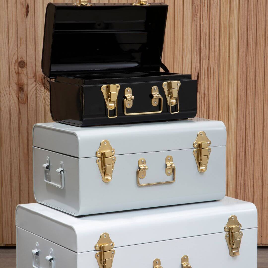 Chic Monochrome Storage Trunk Set of 3
