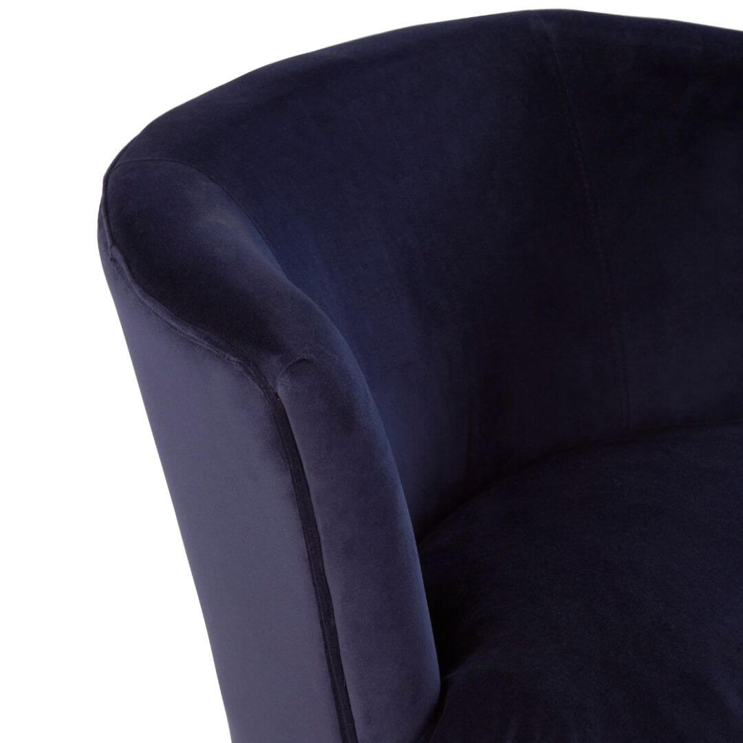 Cozy Midnight Blue Velvet Round Accent Chair