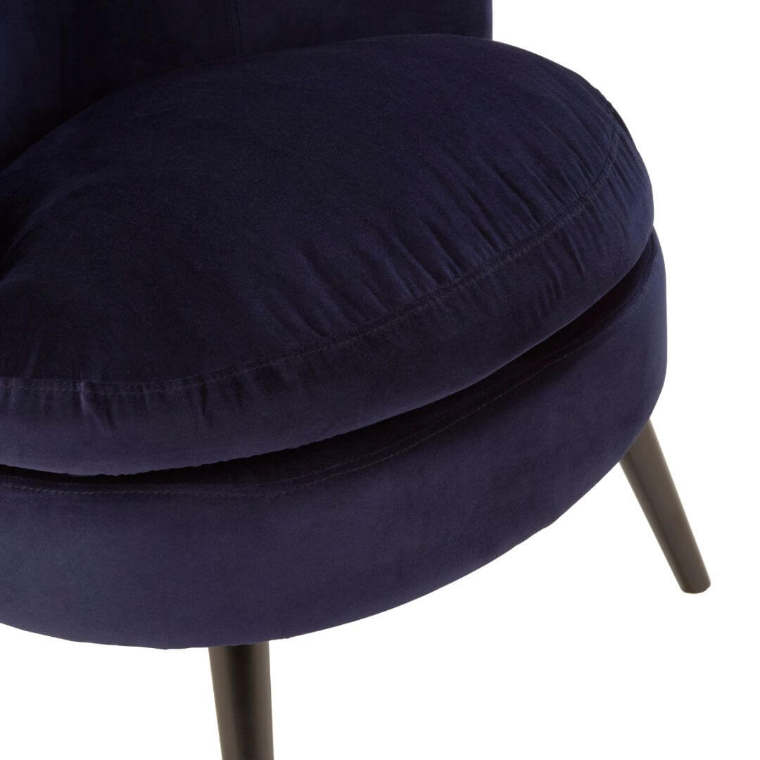 Cozy Midnight Blue Velvet Round Accent Chair