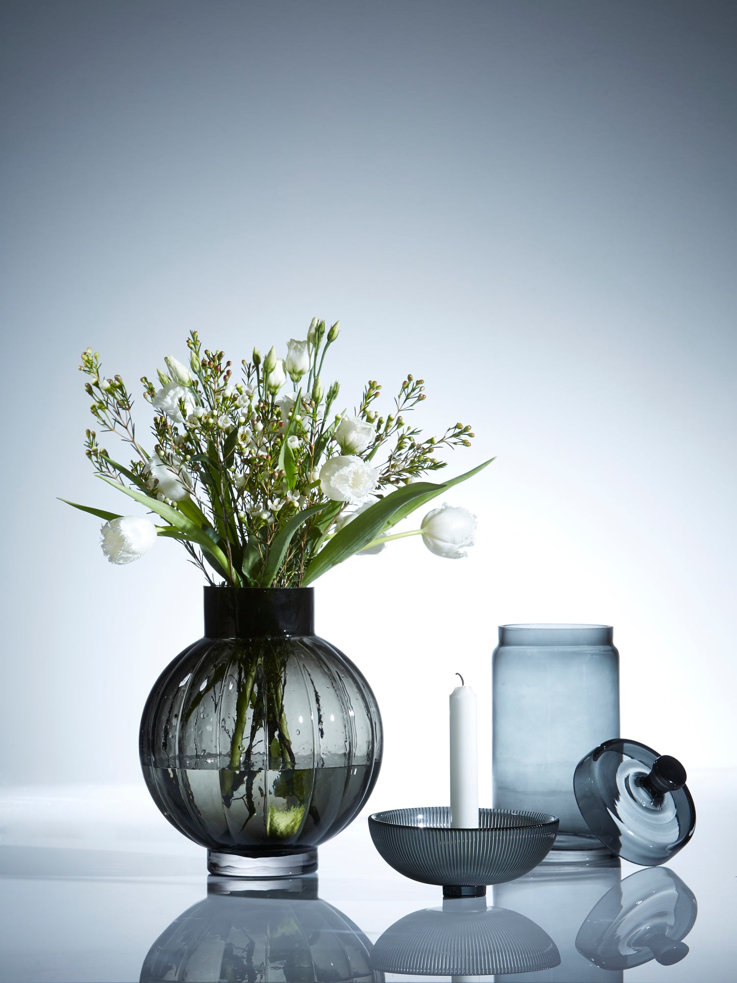 Stylish Round Smoke Colored Vase