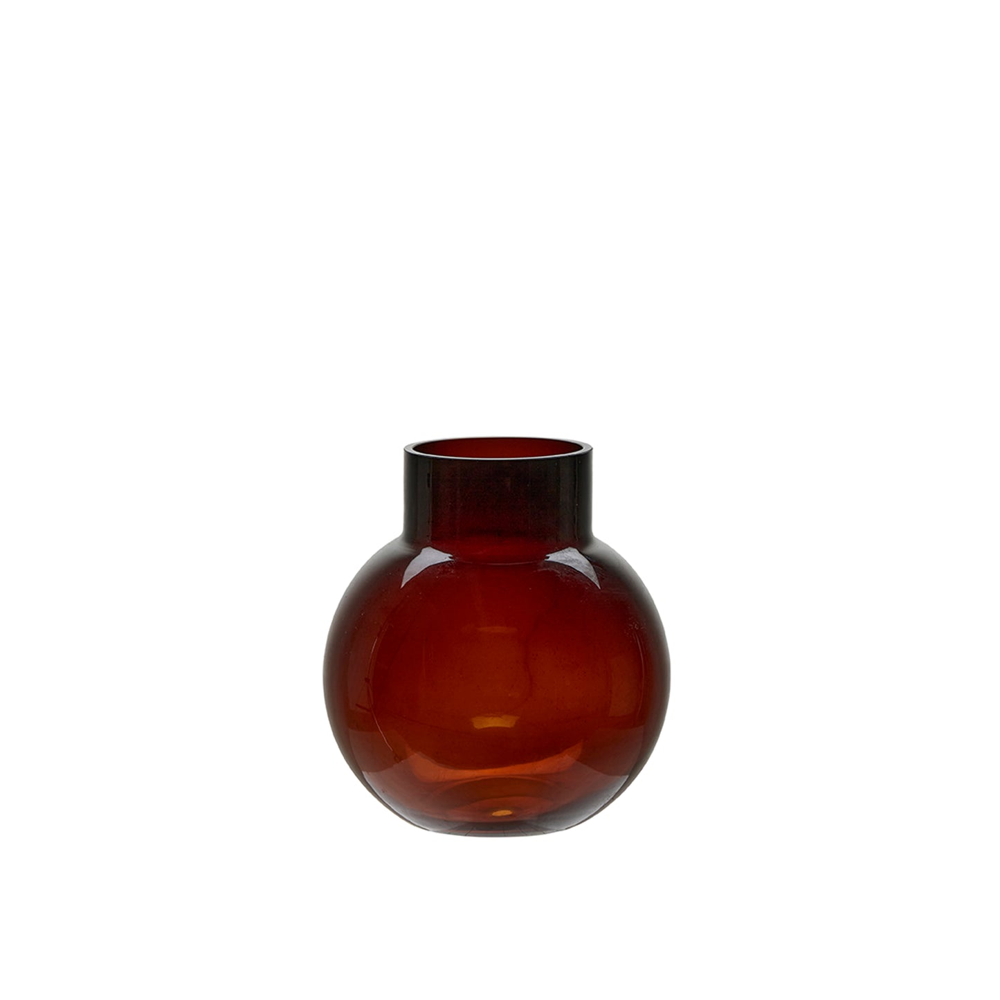 Elegant Small Round Dark Amber Glass Vase – Ideal for Home Styling